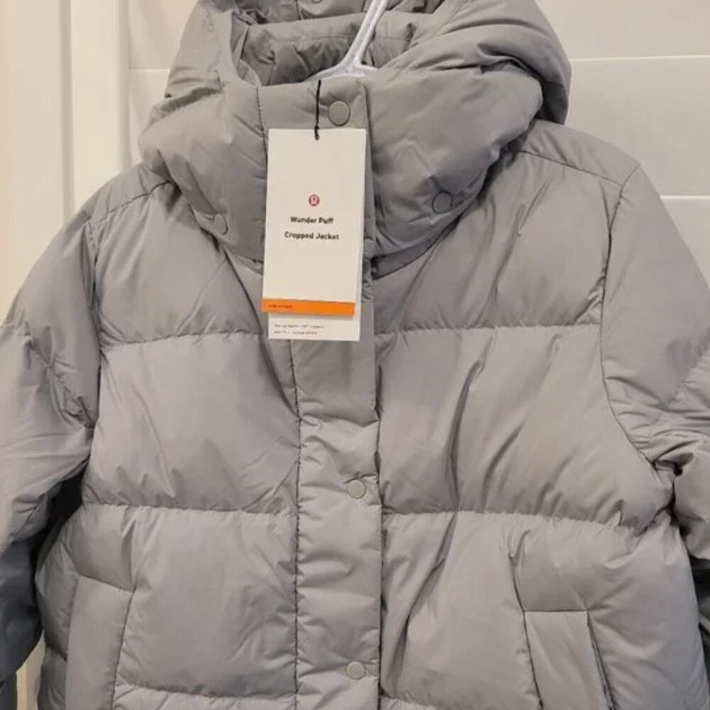 NWT LULULEMON WUNDER Puff CROPPED JACKET SIZE 8 SILVER DROP GREY